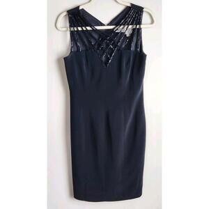 Niteline By Della Roufogali Dress Size 8 Beaded V Neckline Formal Evening Silk